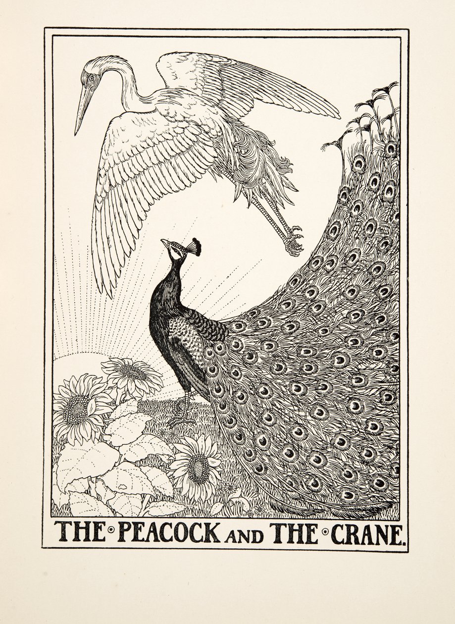 The Peacock and the Crane, from A Hundred Fables of Aesop by Percy J. Billingshurst