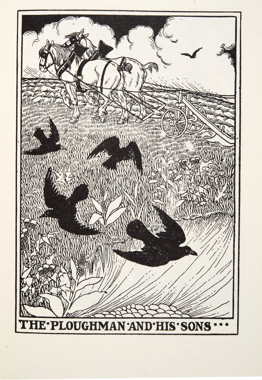 The Ploughman and his Sons, from Fontaine Fables, pub. 1905 by Percy J. Billingshurst
