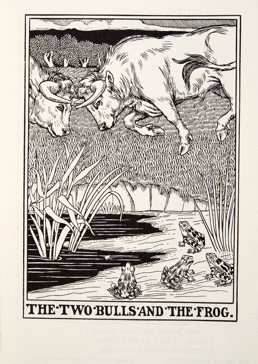 The Two Bulls and the Frog, from Fontaine Fables by Percy J. Billingshurst