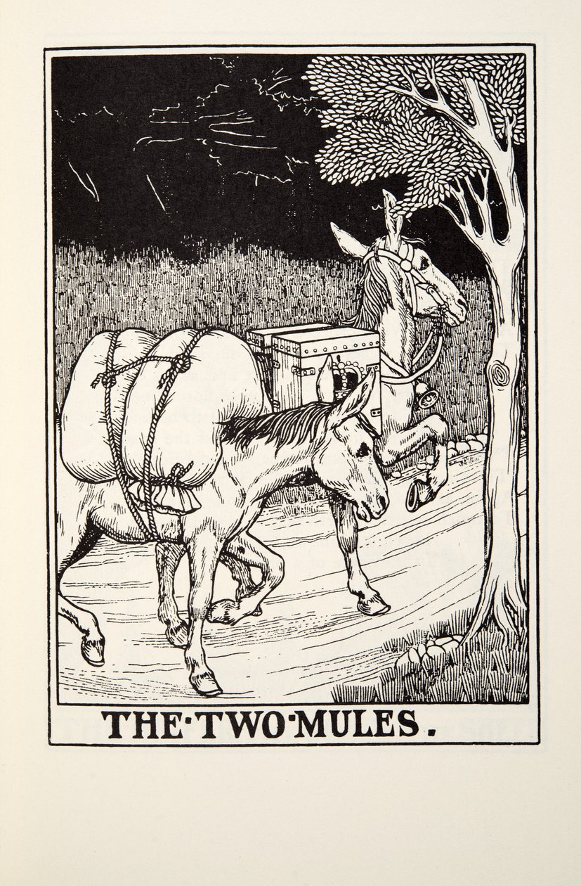 The Two Mules, from Fontaine Fables by Percy J. Billingshurst