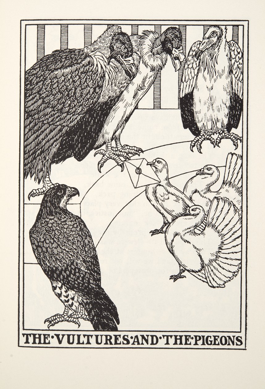 The Vultures and the Pigeons, from Fontaine Fables, pub. 1905 by Percy J. Billingshurst