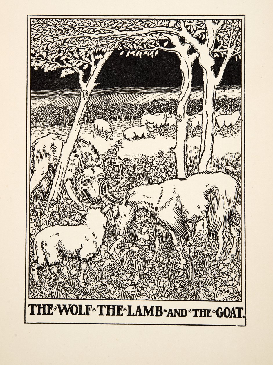 The Wolf, the Lamb and the Goat, from A Hundred Fables of Aesop, pub.1903 by Percy J. Billingshurst