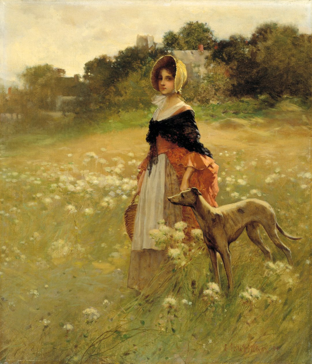 Young Girl and Dog, 1890 by Percy Moran