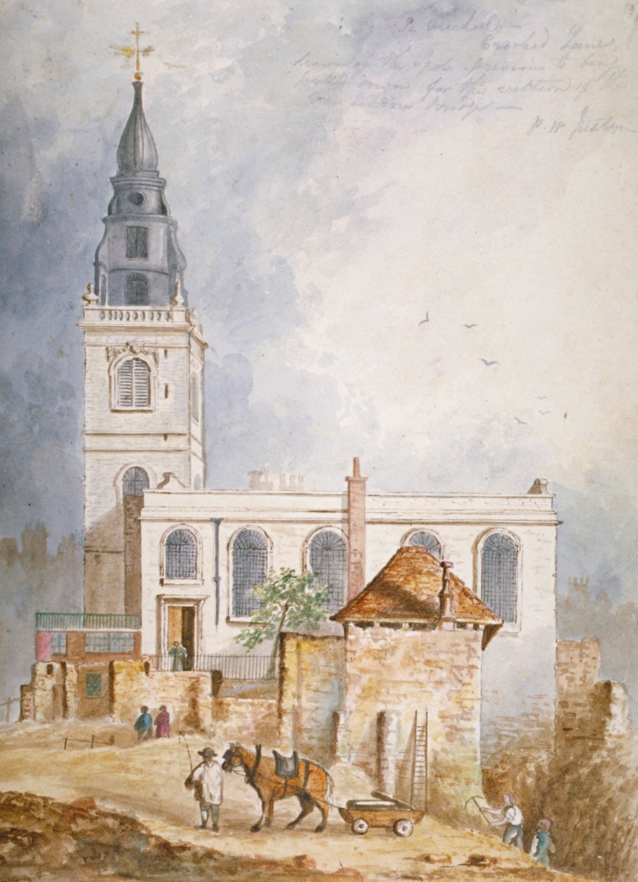 View of the Church of St Michael, Crooked Lane, City of London by Percy William Justyne