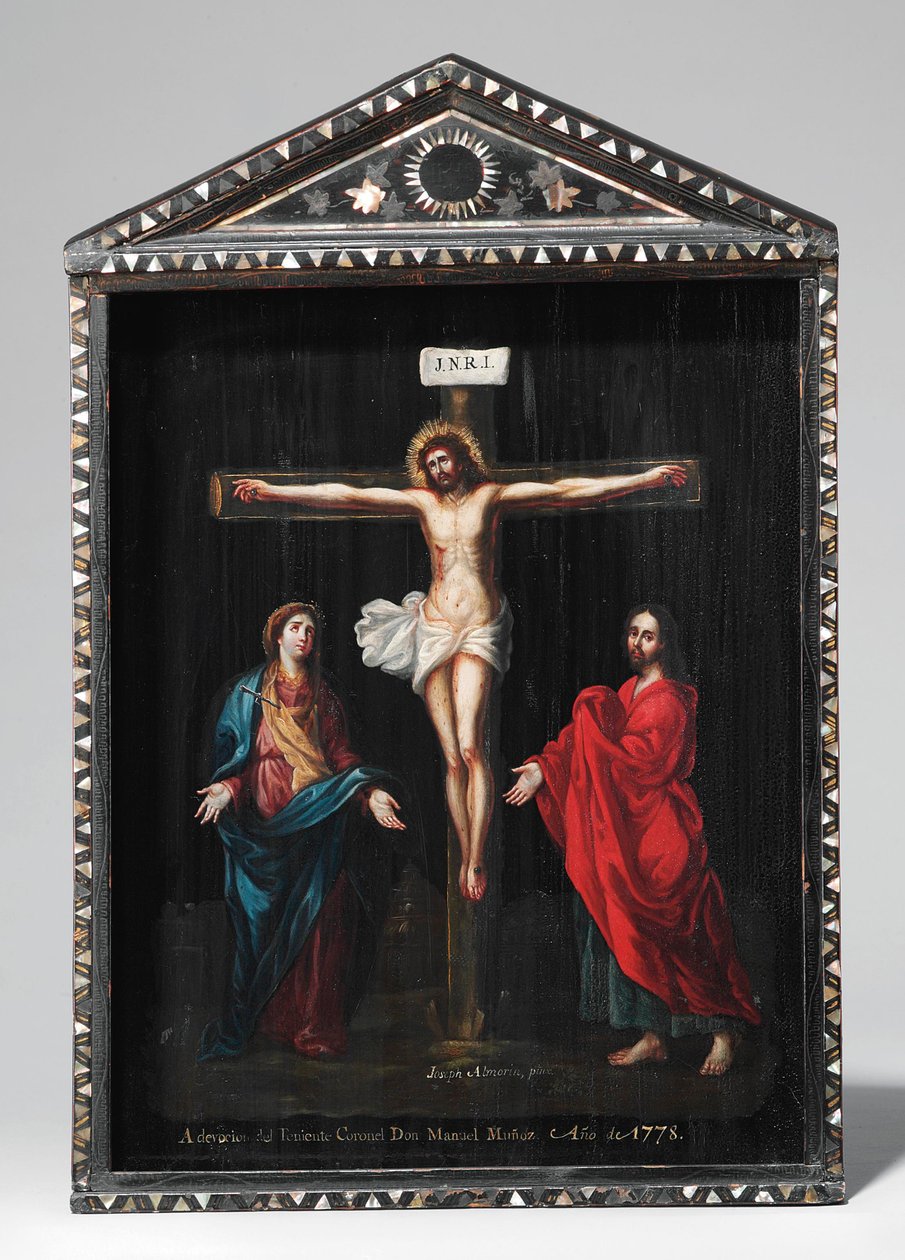A Christian Lacquer Shrine (Seigan), Painting 18th Century by Period Momoyama