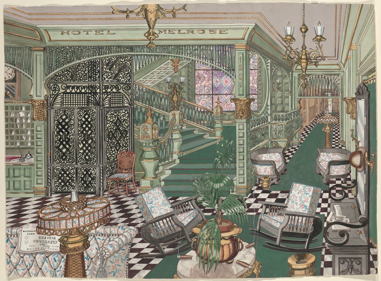 Melrose Hotel Lobby, 1880 by Perkins Harnly