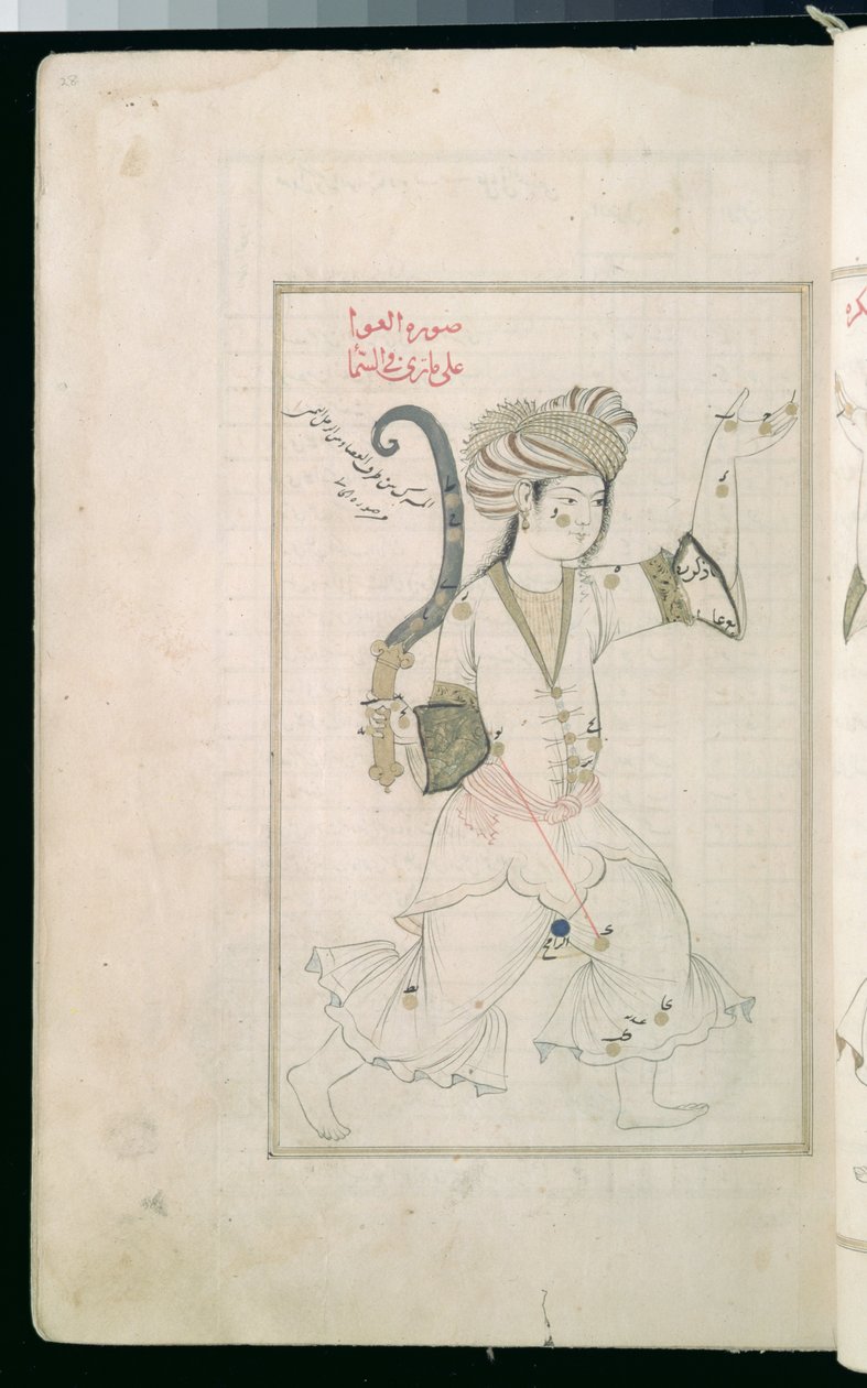 Page from a copy of Suwar al-Kawakib, or The Shape of the Stars written by Abd al-Rahman al-Sufi in c.960 AD by Persian School