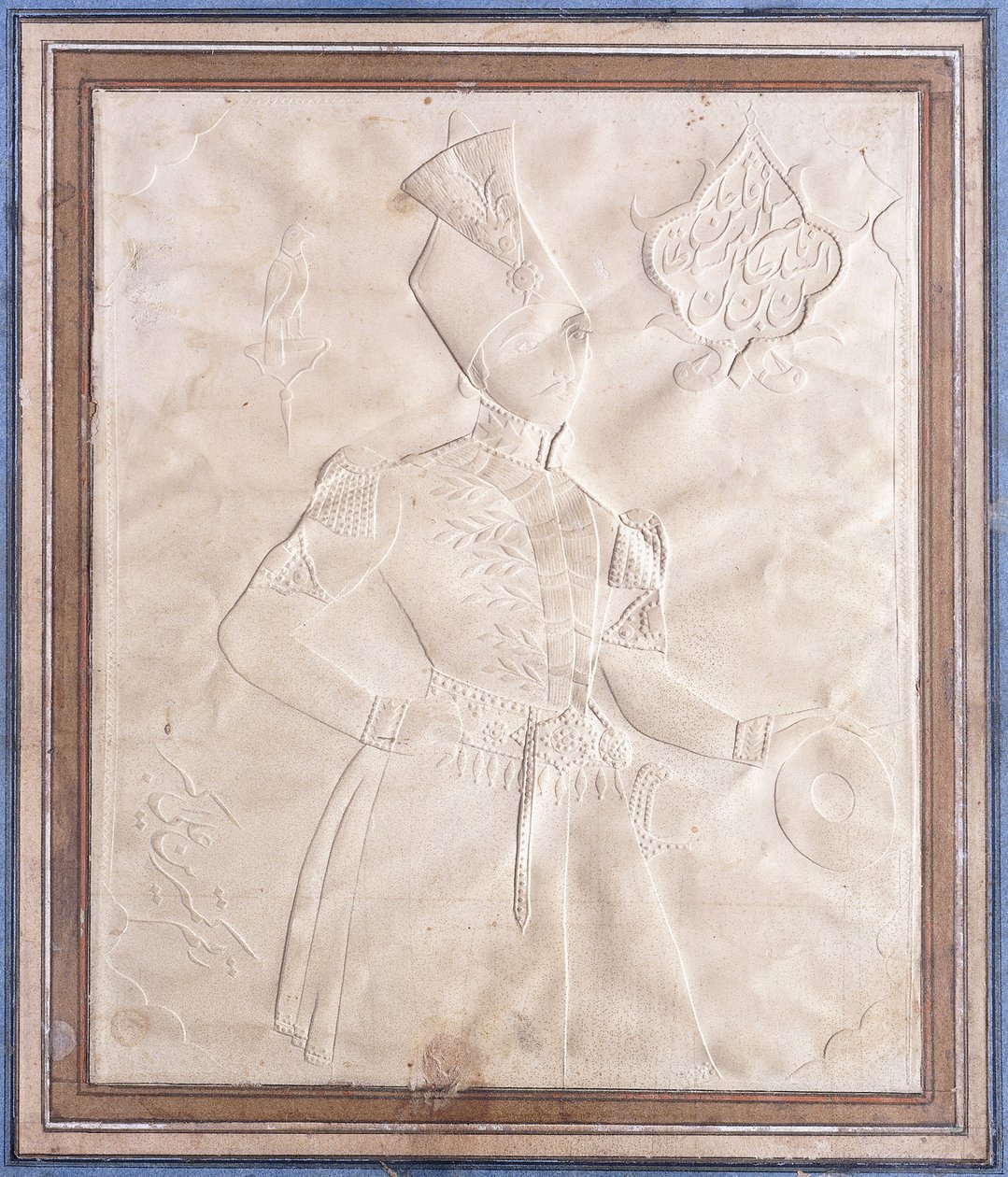 A Khatt-i-nakhun Sketch of Nasr al-Din Shah by Persian School