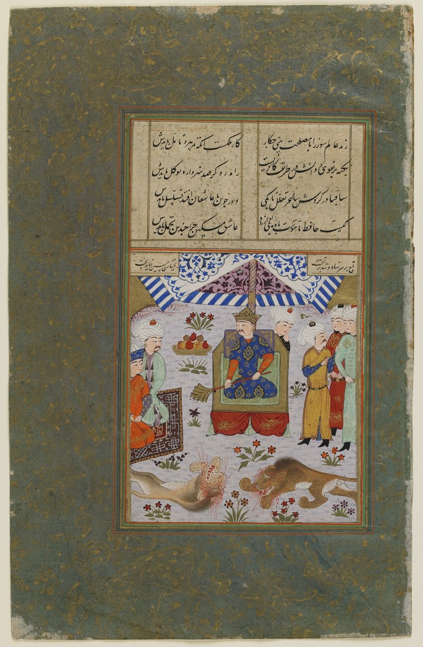 Bahram Gur Enthroned After Killing the Lions, c.1490 by Persian School