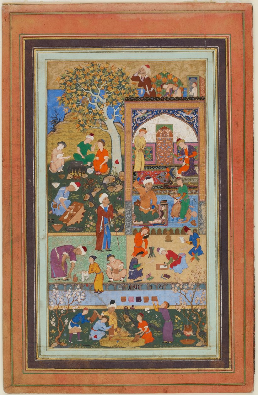 Folio from an album; A School Scene, Tabriz, Iran, Safavid period, c.1540 by Persian School