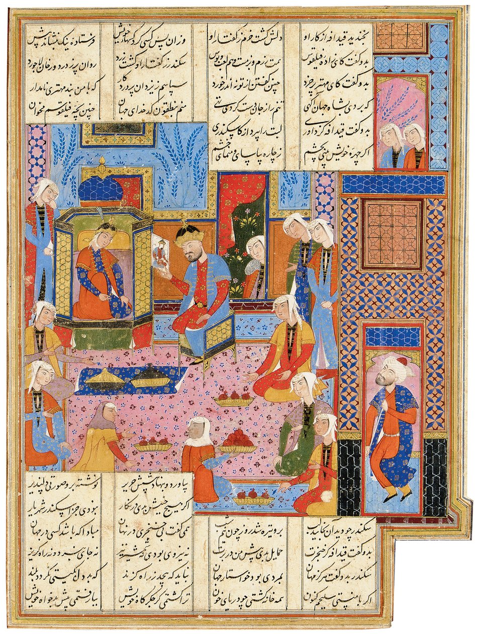 Illustration from a Safavid Shahnama: Alexander, in the Disguise of an Envoy, is Recognized by Queen Nushaba by Persian School