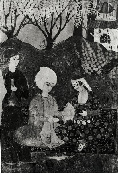 Man and a Woman in a Garden by Persian School