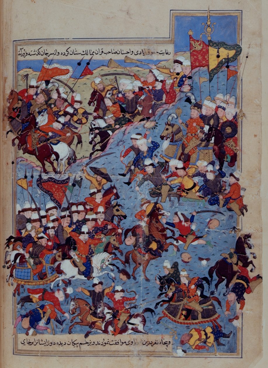 Battle between Timur (1336-1405) and Tuqtamish Khan in 1395, from the 