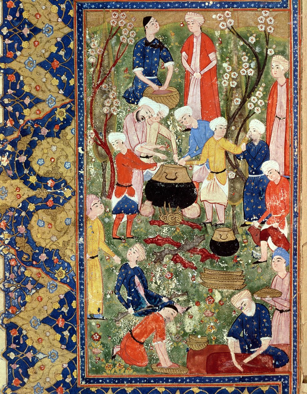 Preparing a meal, illustration from an epic poem by Hafiz Shirazi, Safavid by Persian School