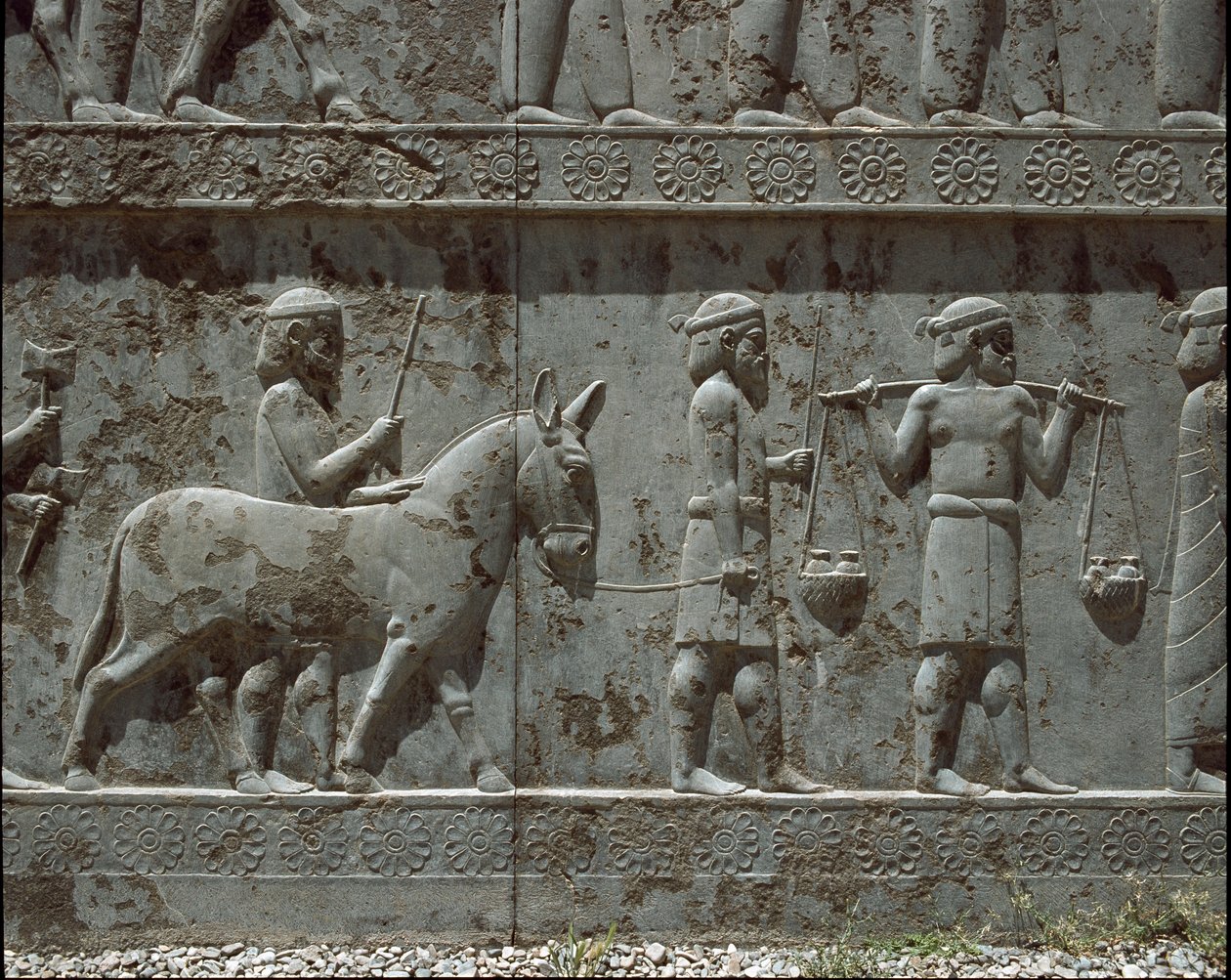 Submissive peoples bring gifts to Darius I. Reliefs of the eastern staircase of the Apadana, 6th century BC by Persian School
