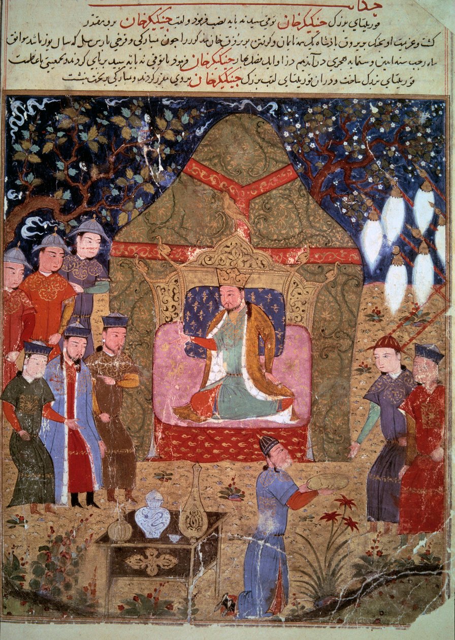 The court of Mongolian Emperor Genghis Khan, representing the Persian Miniature Center from 