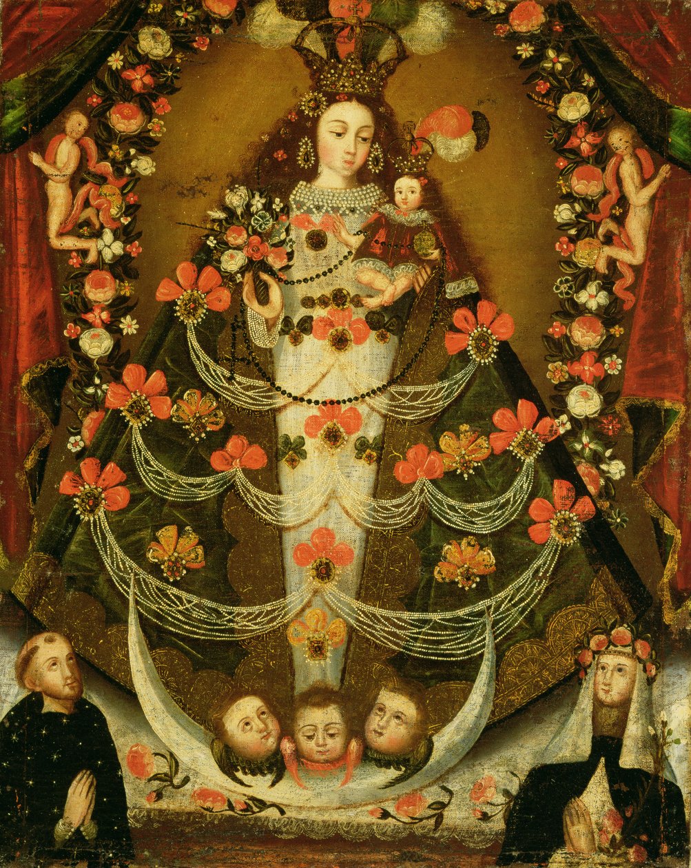 Virgin of Pomata with St. Nicholas of Tolentino and St. Rose of Lima by Peruvian School