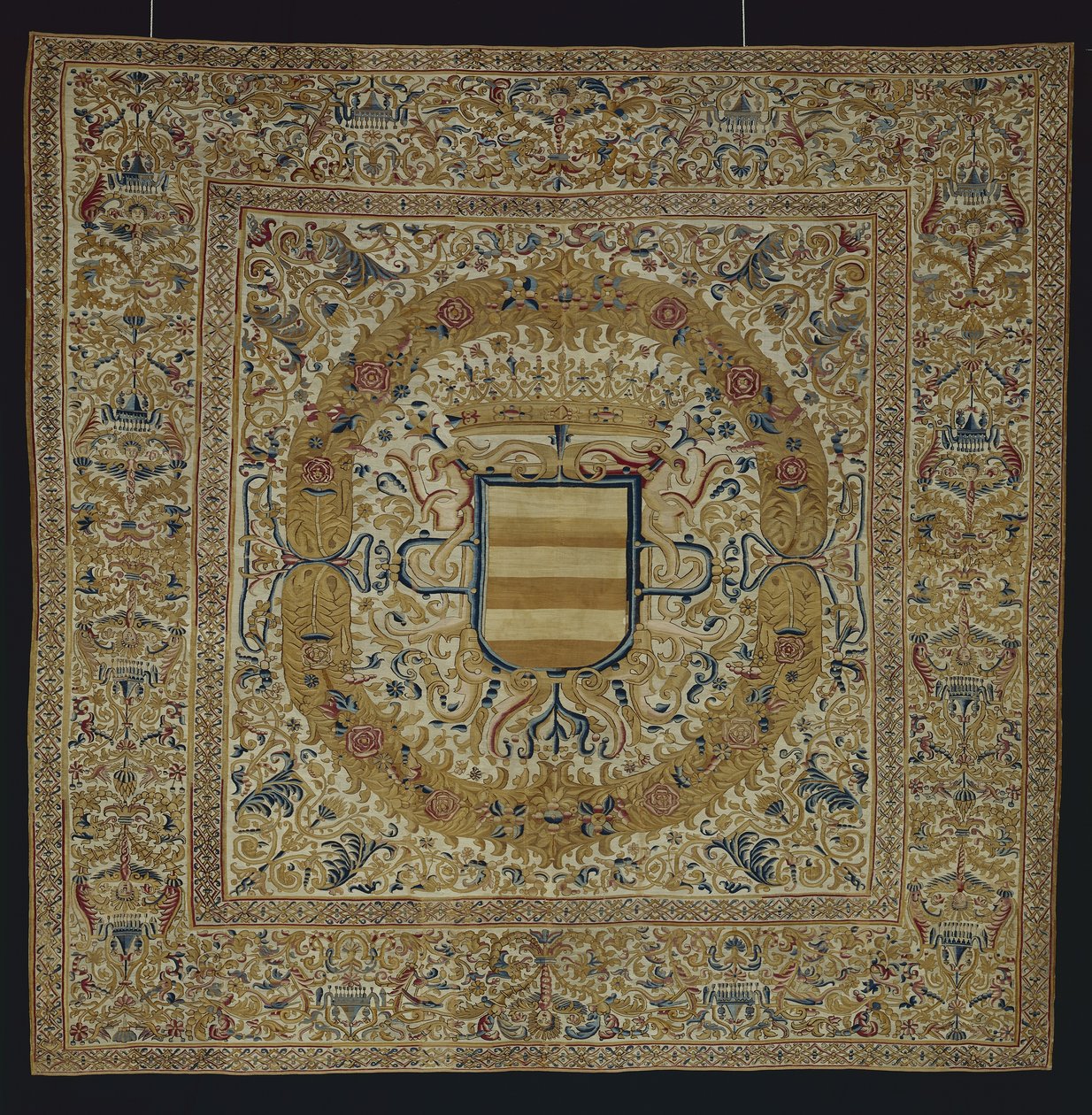 Large Hanging with Crown and Escutcheon by Peruvian School