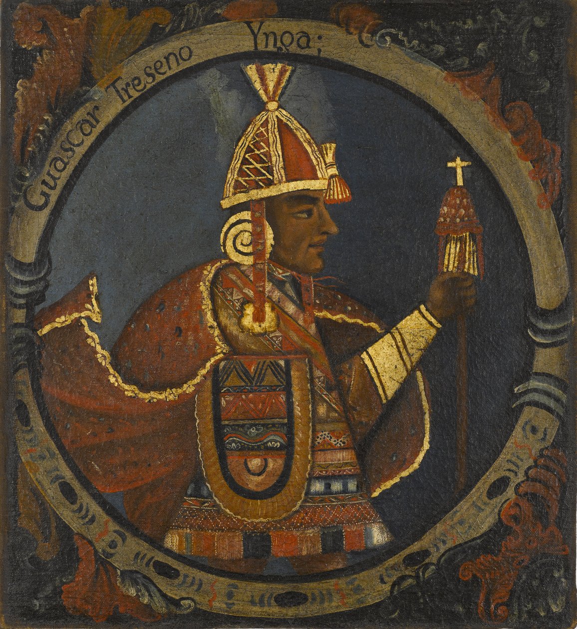 Tupac Cusi Hualpa (Huascar) 13th Inca King by Peruvian School