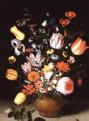 Still Life of Spring Flowers on a Ledge by Peter Binoit
