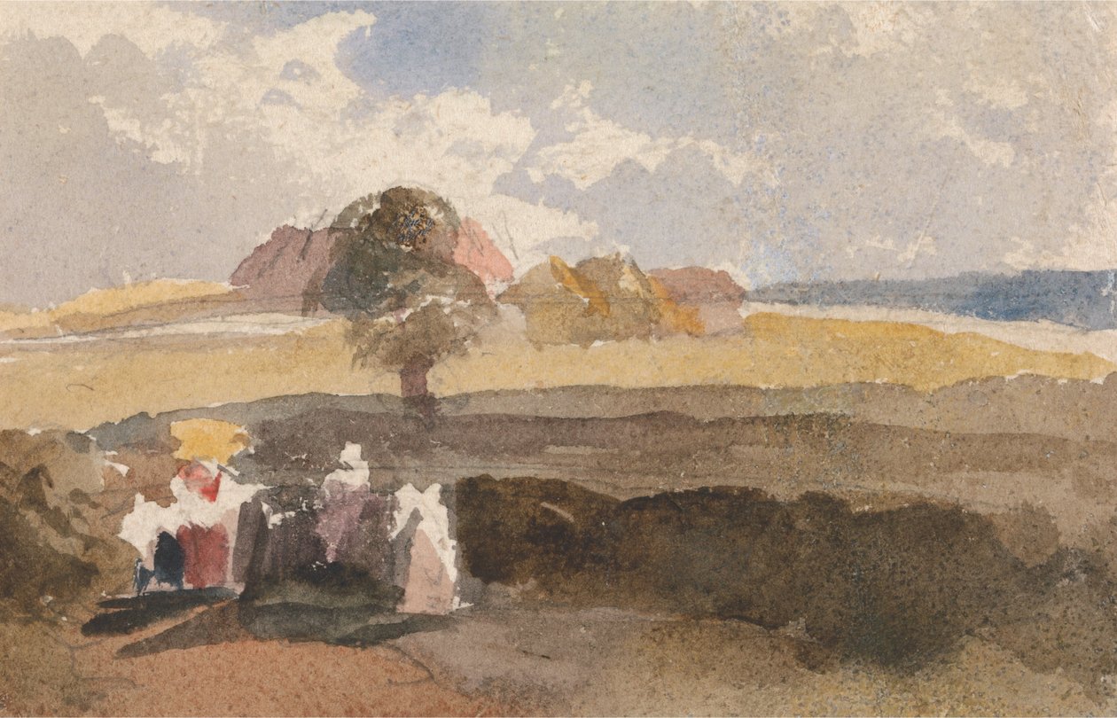 Landscape Sketch with Figures in Foreground by Peter de Wint