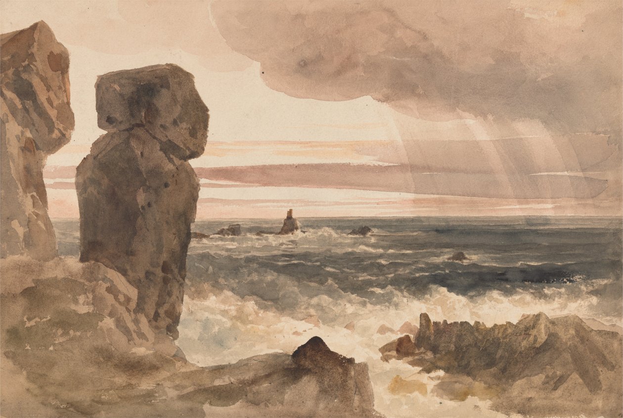 Seascape with Rocks, Lizard, Cornwall by Peter de Wint
