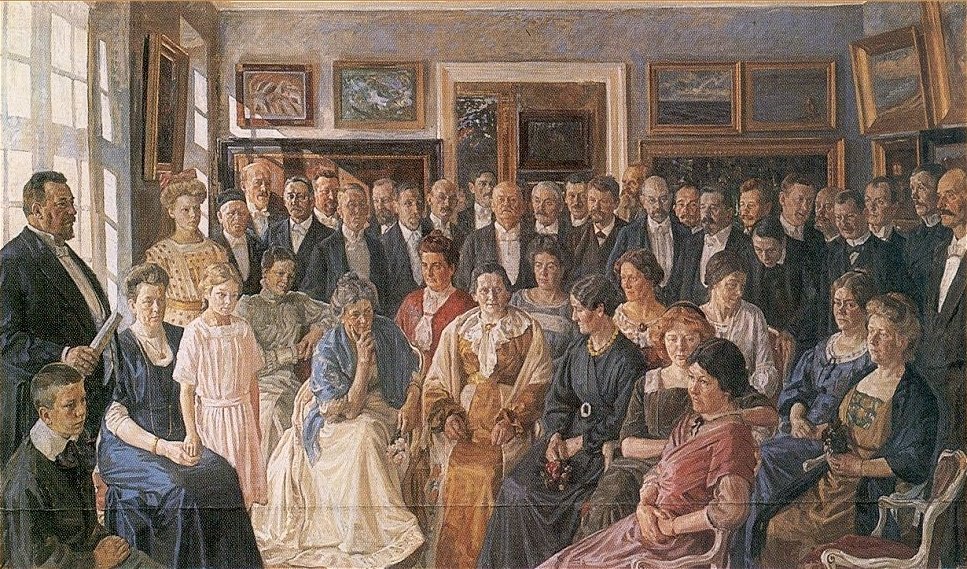 Painting from the inauguration of Faaborg Museum in 1910 by Peter Marius Hansen