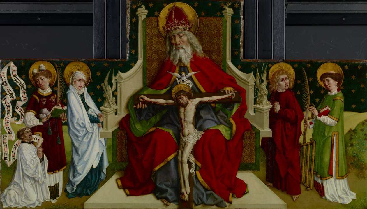 The Trinity with the Virgin, Saints John the Evangelist, Stephen and Lawrence and a Donor by Peter Hemmel