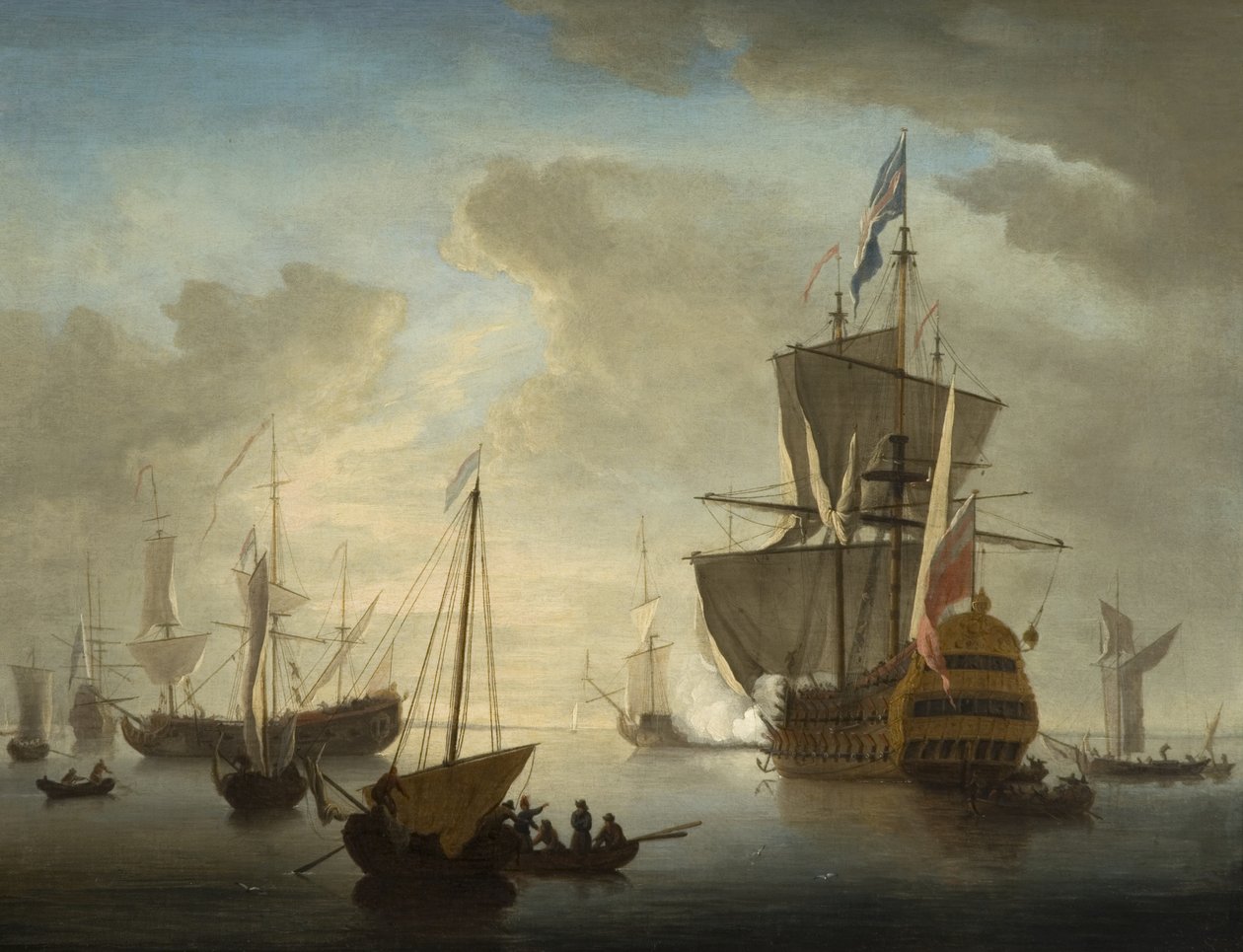 British Man-o-War Firing a Salute by Peter Monamy