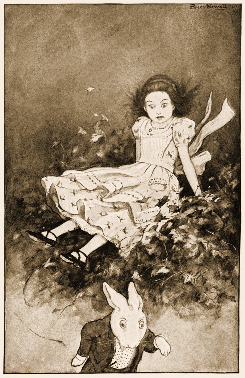 Down She Came Upon a Heap of Dry Leaves, Illustration for Lewis Carroll