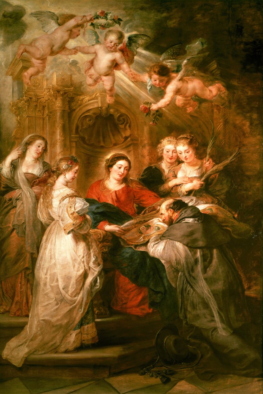 St. Ildefonso Altarpiece, Central Panel Depicting the Virgin Mary Presenting a Liturgical Robe to St. Ildefonso, c.1630-32 by Peter Paul Rubens