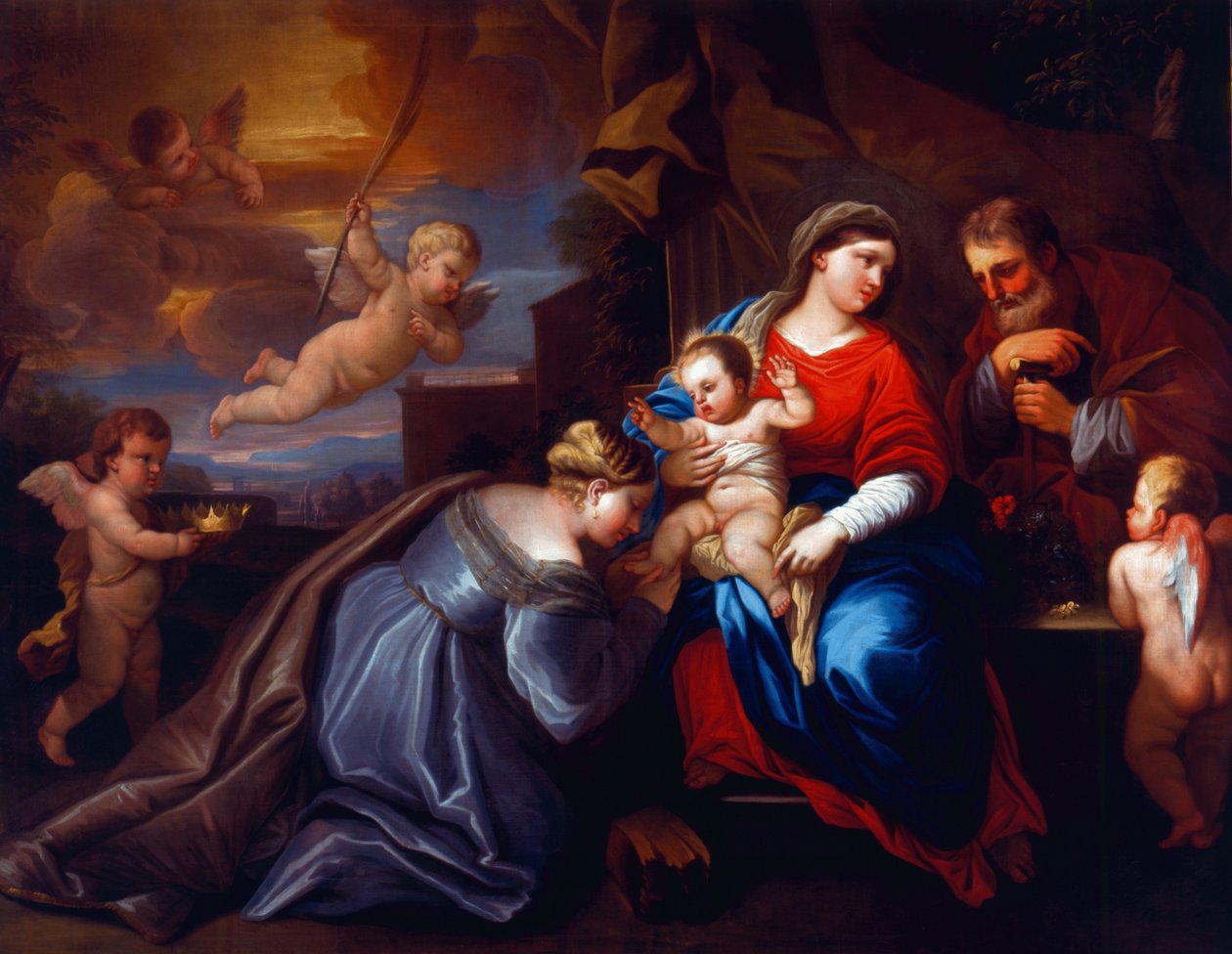 The Mystic Marriage of St. Catherine in a Giordano Composition by Peter Paul Rubens
