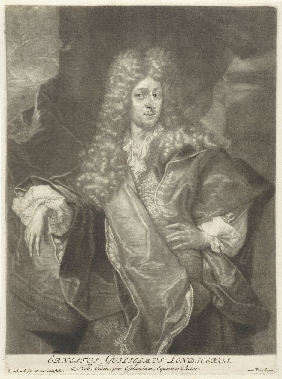 Portrait of Ernst Wilhelm Londicer by Pieter Schenk (I), 1670 - 1713 by Peter Schenk the Elder