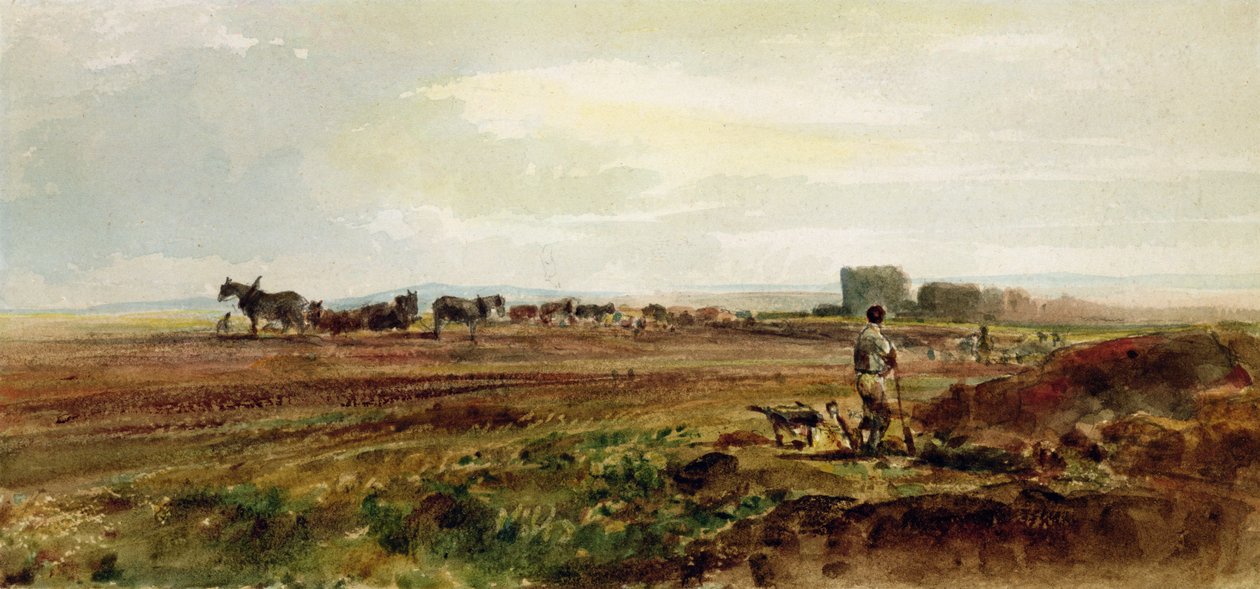 Ploughing the Heathland, Lincolnshire by Peter de Wint