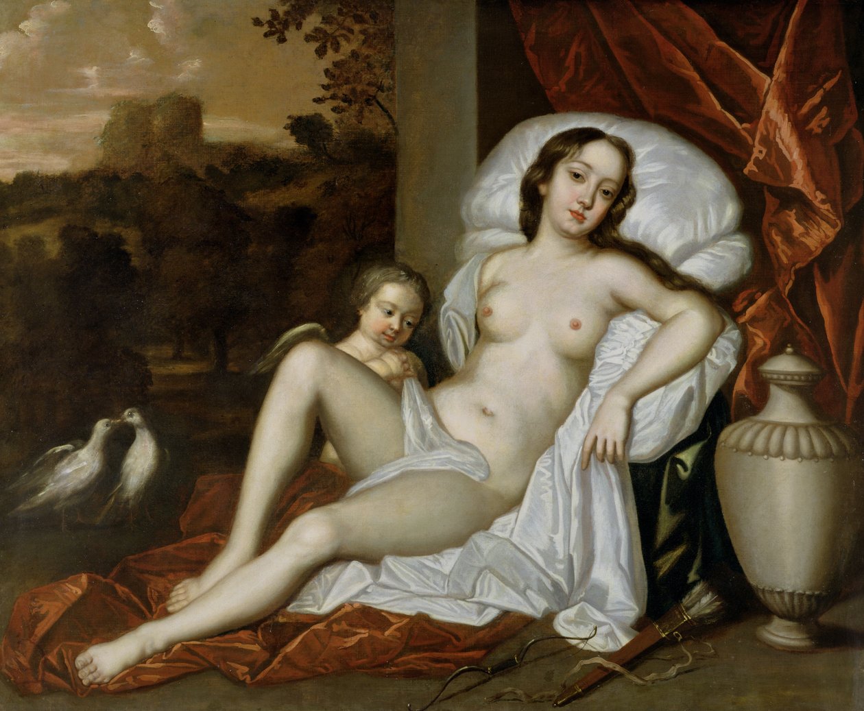 Portrait of Nell Gwynne (1650-87) as Venus, with Her Son, Charles Beauclerk (1670-1726), as Cupid by Peter (follower of) Lely
