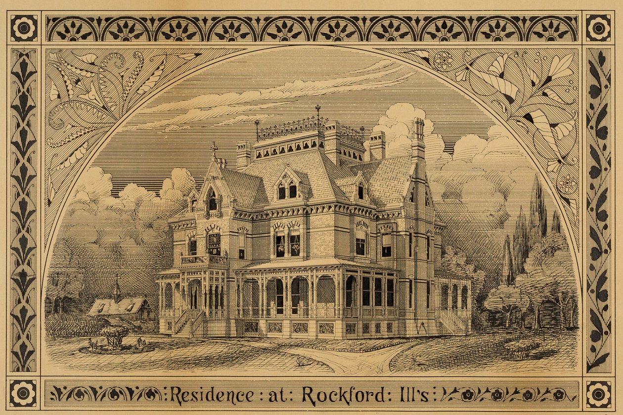N. C. Thompson House, Rockford, Illinois, Perspective by Peter Bonnett Wight