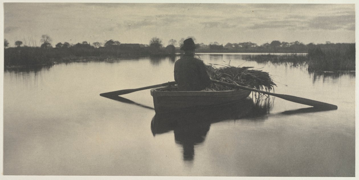 Rowing Home the Schoof-Stuff from Life and Landscape on the Norfolk Broads, plate XXI by Peter Henry Emerson
