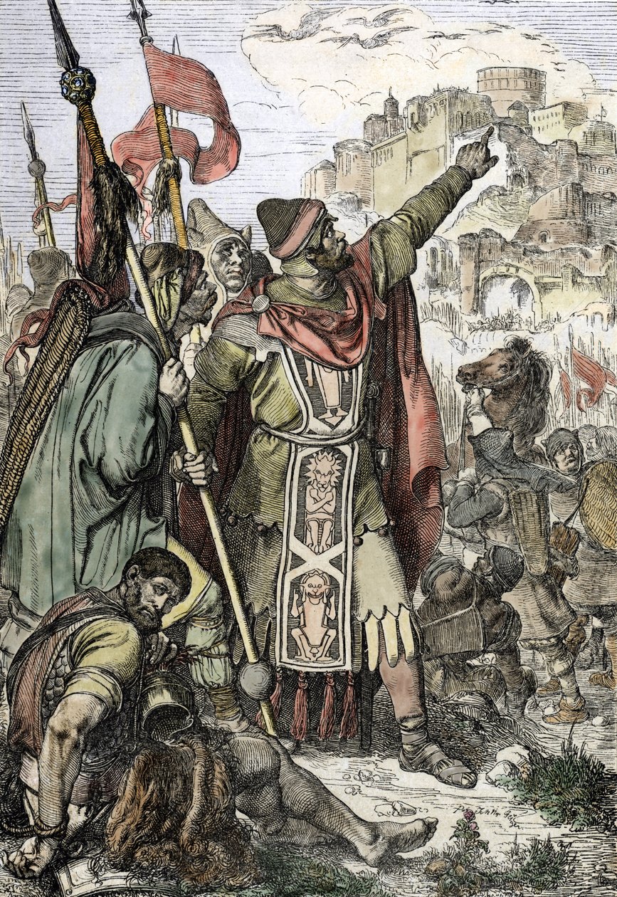 Barbarian Invasion: The King of the Huns Attila Watching with His Soldiers by Peter Johann Nepomuck Geiger