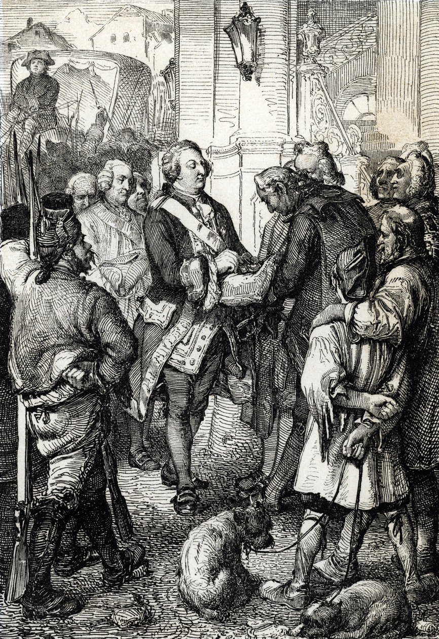 French Revolution: King Louis XVI Receives the Tricolore Cockade from the Mayor of Paris Jean-Sylvain Bailly by Peter Johann Nepomuck Geiger