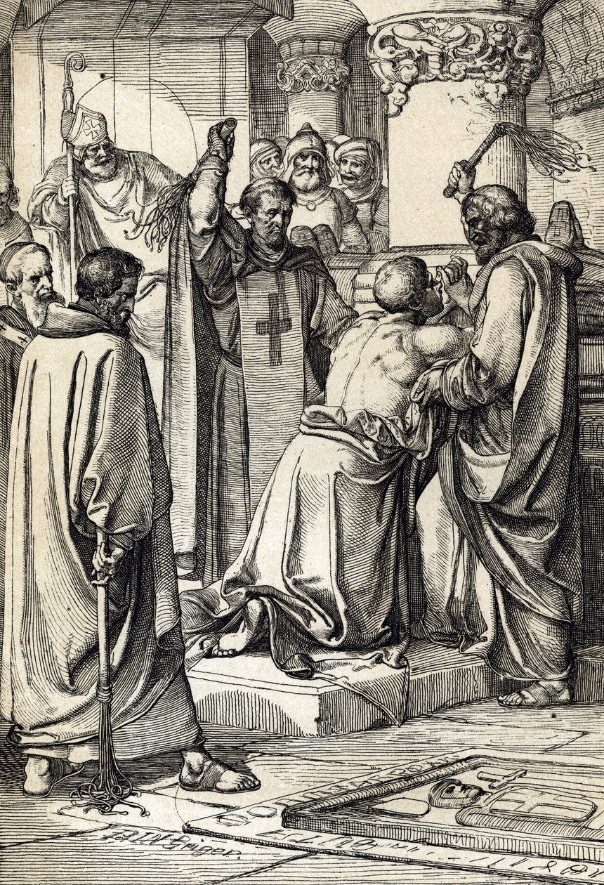 King Henry II of England Implicates in the Assassination of Thomas Becket and Does Penance at the Tomb of the Archbishop by Peter Johann Nepomuck Geiger
