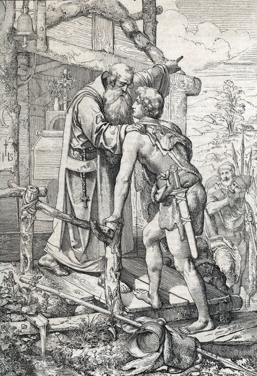 The young Odoacre receiving the blessing of Severin, Apotre de Norique, ca. 470 by Peter Johann Nepomuck Geiger