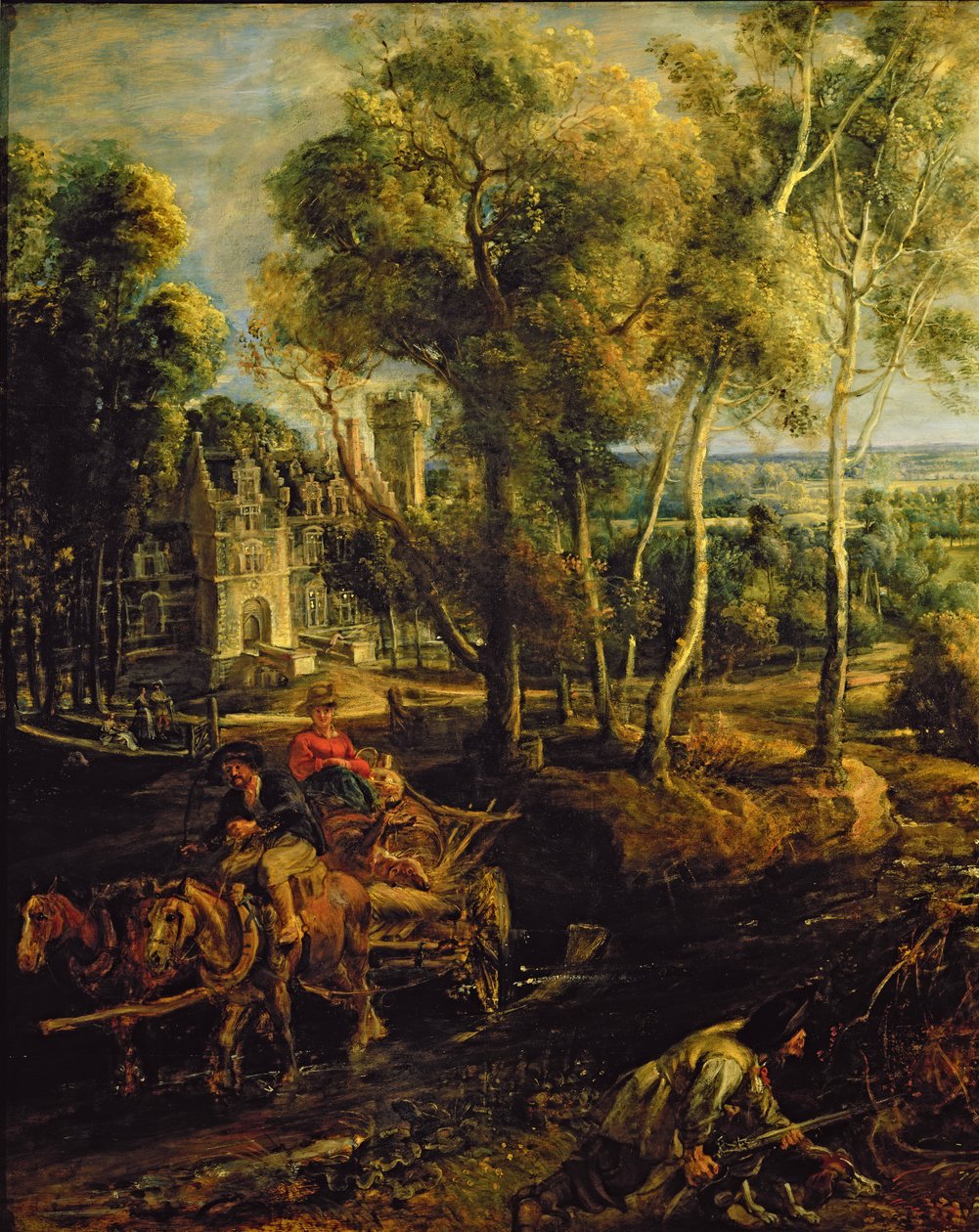 An Autumn Landscape with a view of Het Steen in the Early Morning (detail) by Peter Paul Rubens