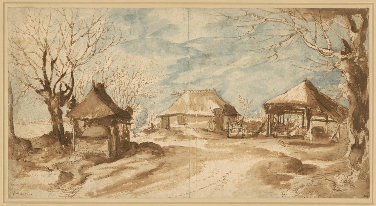 Farmhouse with Three Straw Sheds by Peter Paul Rubens