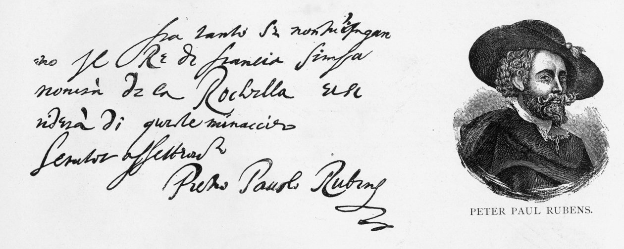 Handwriting and Signature of Rubens from a Letter in Italian on the Defeat of the English Navy at the Siege of La Rochelle, Written from Antwerp by Peter Paul Rubens
