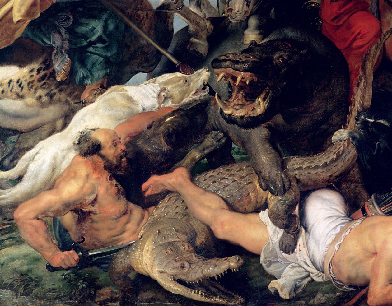 Hippopotamus and Crocodile Hunt (detail) by Peter Paul Rubens