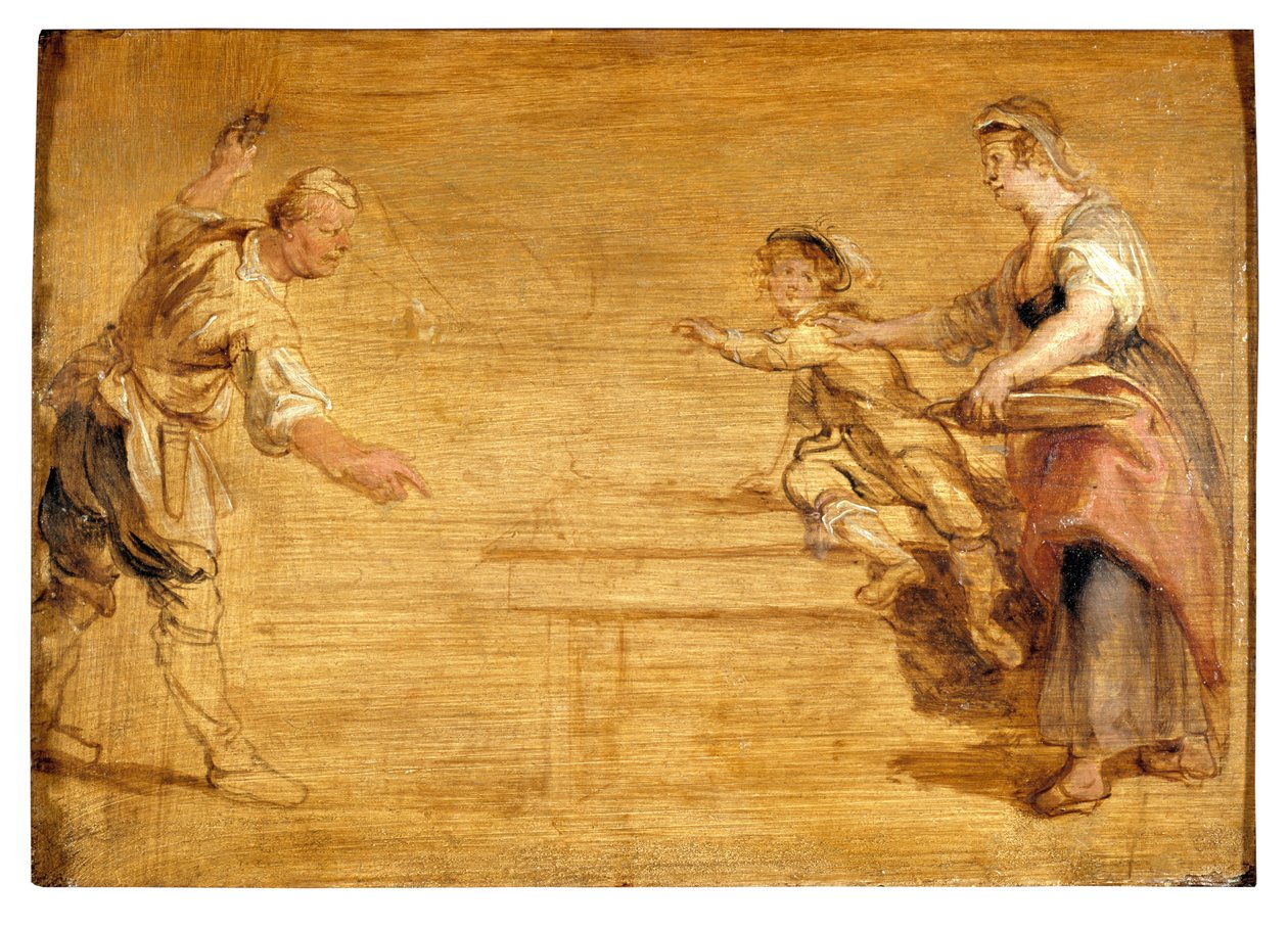 Kitchen Maid, Butcher and Boy around a Table by Peter Paul Rubens