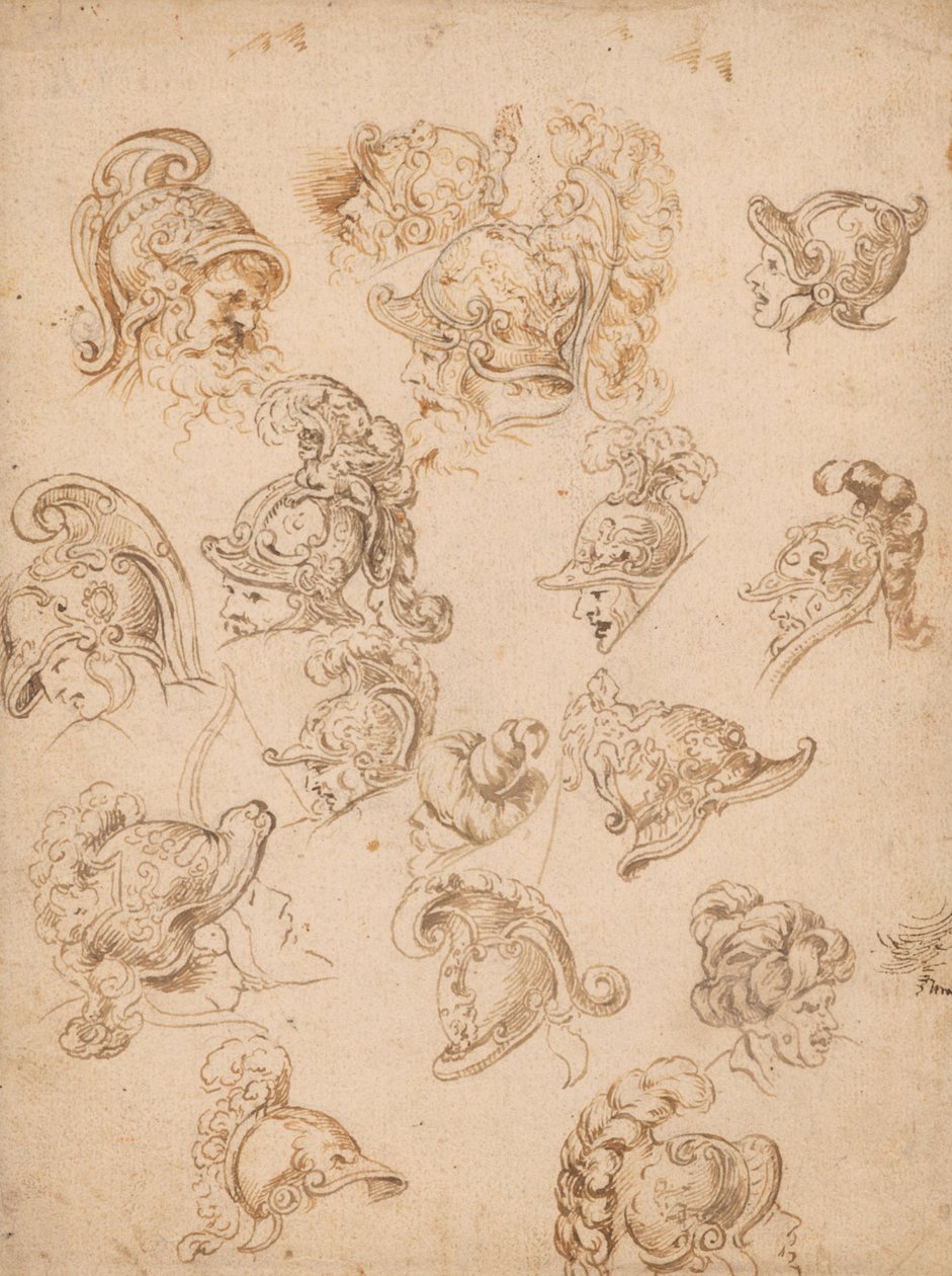 Study Sheet with Helmets and Heads by Peter Paul Rubens