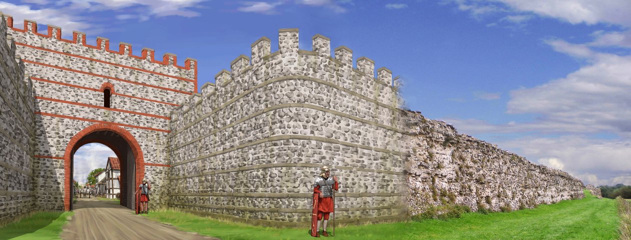 South gate of Silchester Roman City Walls by Peter Urmston