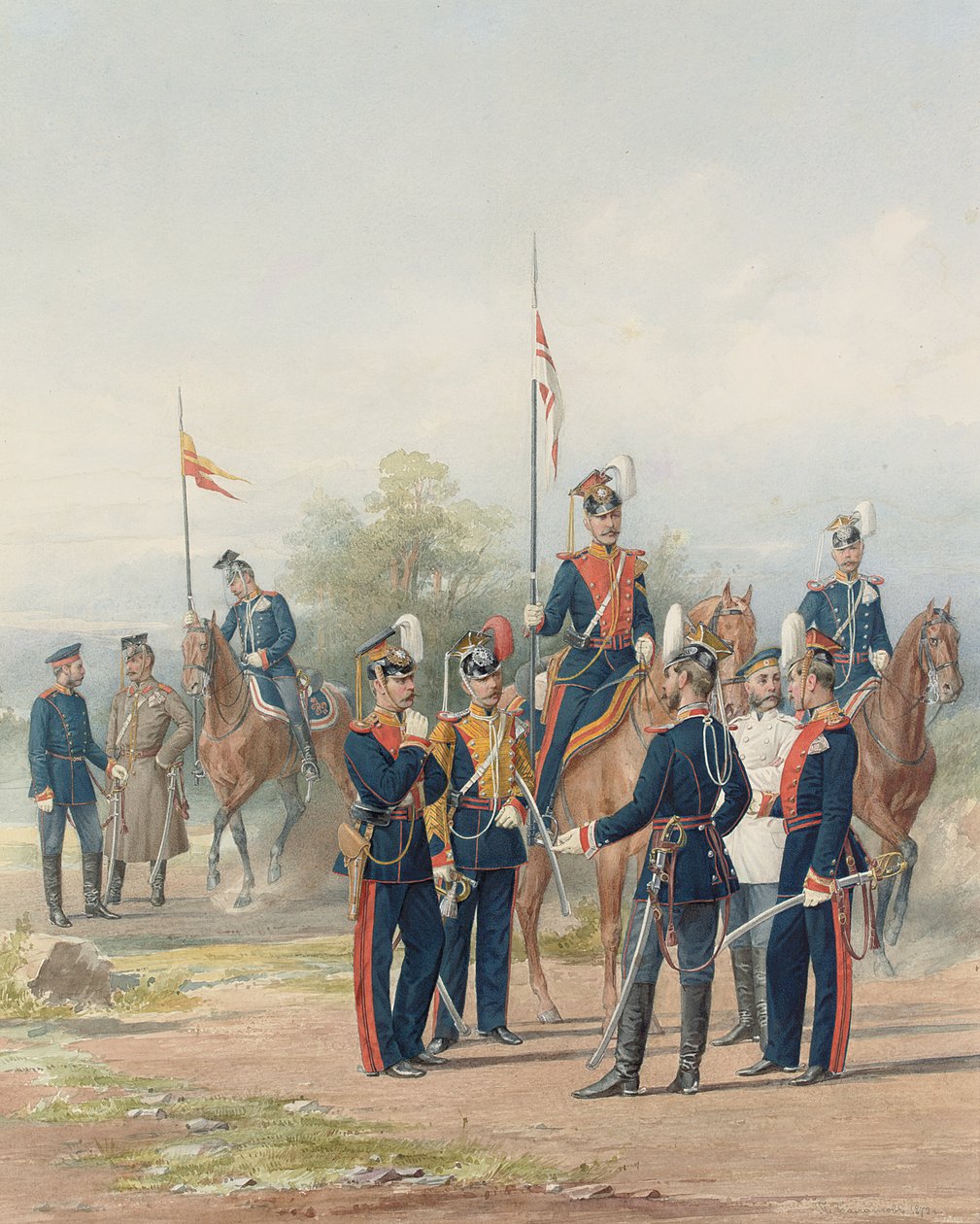 A Group of Officers and Soldiers from the Life Guard Lancer Regiments of His and Her Majesties by Petr Balashov