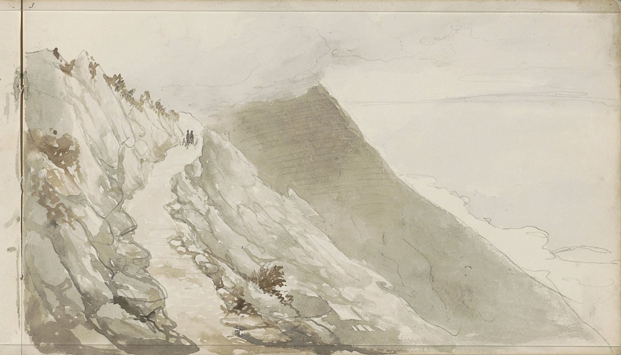 Figures on a Path Along a Rocky Coast by Petrus Johannes Schotel